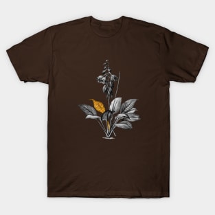 Black and Gold Leaf - Daylily - Vintage Botanical T-Shirt